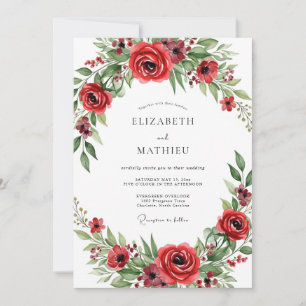 Invitación Boda de Romance Florido Rojo