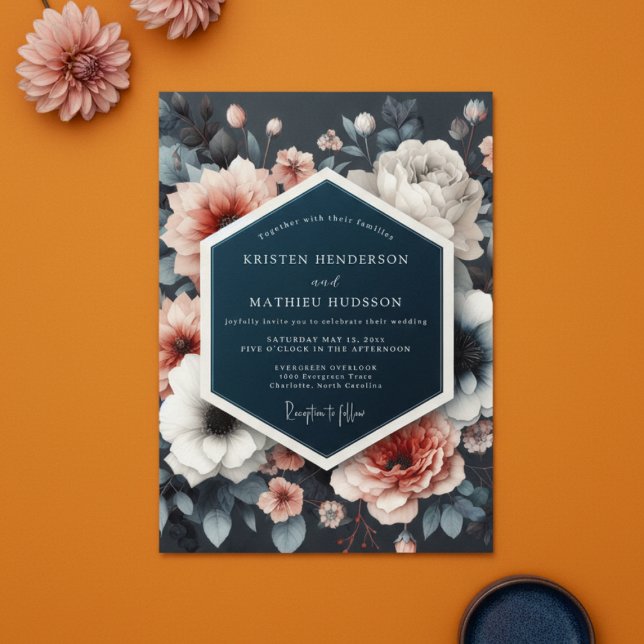 Invitación Boda de Romance Opulento Floral Marina (Subido por el creador)