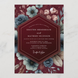 Invitación Boda de Romance Oscuro Borgoña