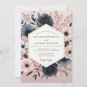 Invitación Boda de Romance Otoñal Floral Marina