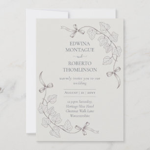 Invitación Boda de Romance Silencioso de Anne Elliot - Lazos 
