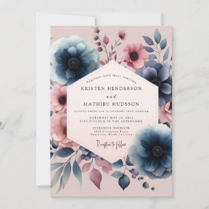 Invitación Boda de Romance Vintage Floral Marina