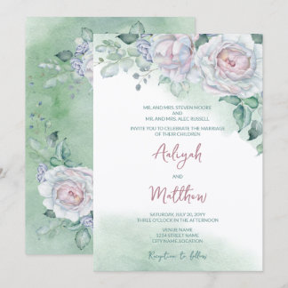 Invitación Boda de Rosa Acuarela Delicada y Hermosa
