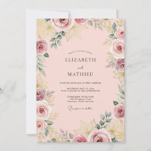 Invitación Boda de Rosa Agraciada Rosa Pastel