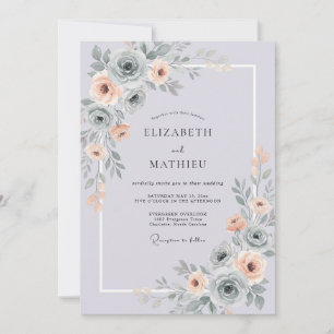 Invitación Boda de Rosa Albaricoque Violeta Polvorienta