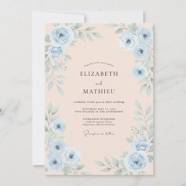 Invitación Boda de Rosa Albaricoque y Aciano (Anverso)