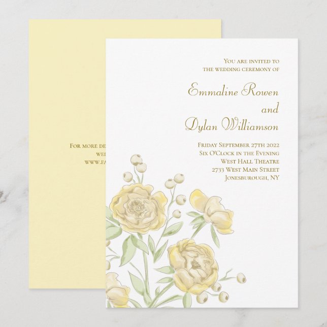 Invitación Boda de Rosa Amarilla (Anverso / Reverso)