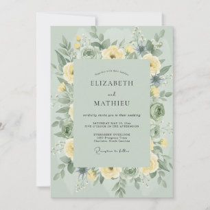Invitación Boda de Rosa Amarilla Celadón
