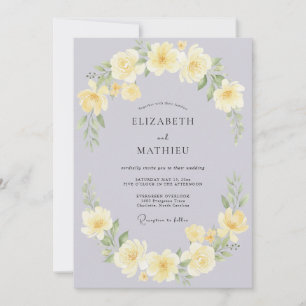 Invitación Boda de Rosa Amarilla Lila Pálida