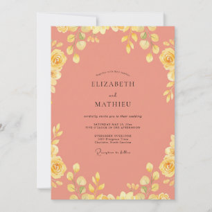 Invitación Boda de Rosa Amarillo Coral