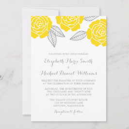 Invitación Boda de Rosa amarillo y gris moderno