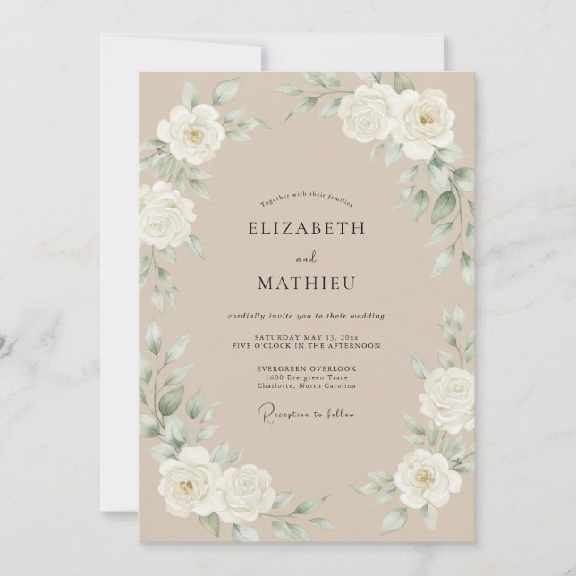 Invitación Boda de Rosa Antigua Champagne (Anverso)