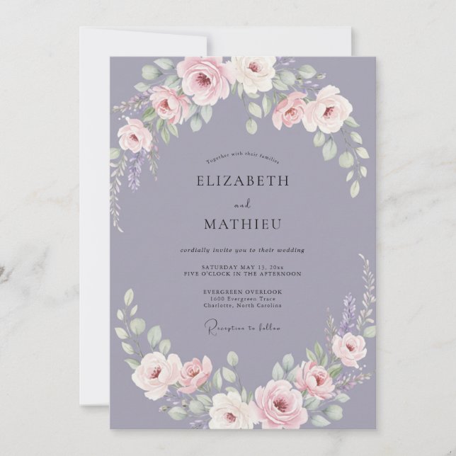 Invitación Boda de Rosa Antigua Polvorienta (Anverso)