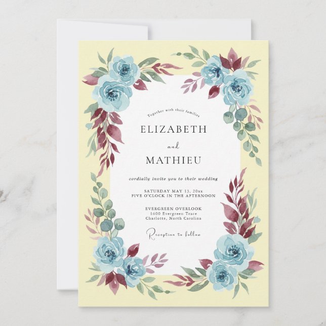 Invitación Boda de Rosa Azul (Anverso)