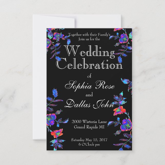 Invitación Boda de Rosa azul de época (Anverso)