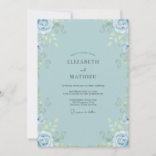 Invitación Boda de Rosa Azul Polvo