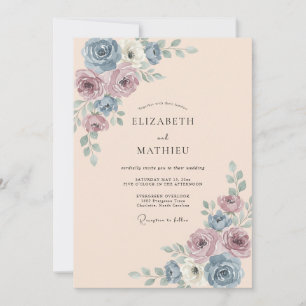Invitación Boda de Rosa Azul Polvorienta
