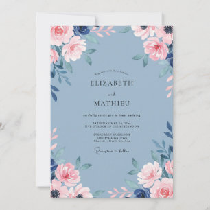 Invitación Boda de Rosa Azul Polvorienta Elegante