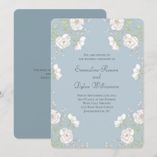Invitación Boda de rosa blanca azul polvorienta