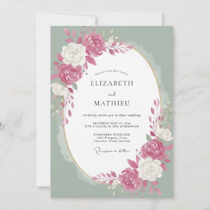 Invitación Boda de Rosa Blanca Magenta