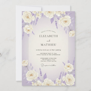 Invitación Boda de Rosa Blanca Periwinkle