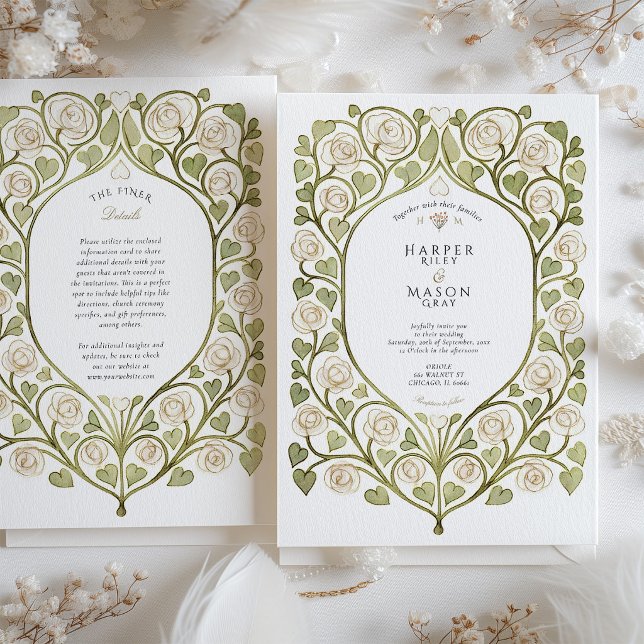 Invitación Boda de Rosa Blanca y Vid del Corazón (Subido por el creador)