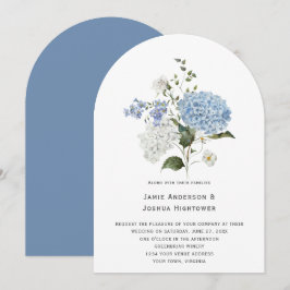 Invitación Boda de rosa blanco y azul de Hydrangea