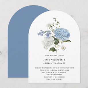 Invitación Boda de rosa blanco y azul de Hydrangea