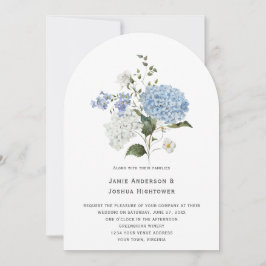 Invitación Boda de rosa blanco y azul de Hydrangea