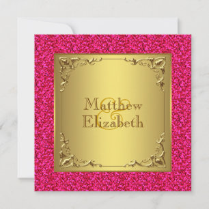 Invitación Boda de rosa caliente y oro