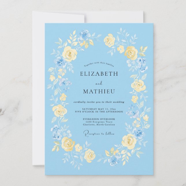 Invitación Boda de Rosa Caprichosa Azur (Anverso)