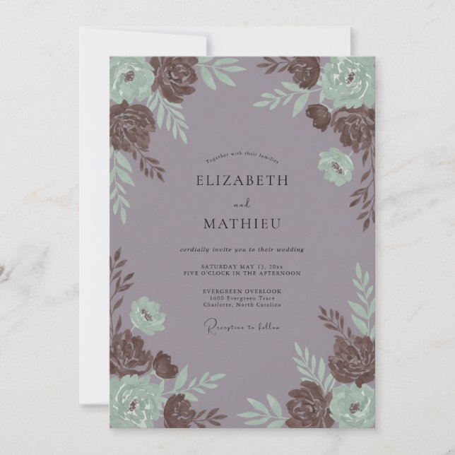 Invitación Boda de Rosa Ciruela Polvorienta (Anverso)