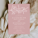 Invitación Boda de Rosa con sabor escarpado<br><div class="desc">Elegantes invitaciones florales de boda con flores blancas esbozadas y hojas cerca de la parte superior de la invitación con un polvoriento fondo rosa. Personalice la invitación a la boda botánica con sus nombres y detalles bodas a continuación en letras blancas clásicas. Diseñado para coordinar con nuestra colección de bodas...</div>