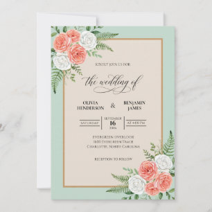 Invitación Boda de Rosa Coral Menta