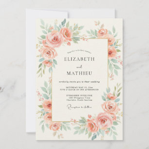 Invitación Boda de Rosa Coral Mint