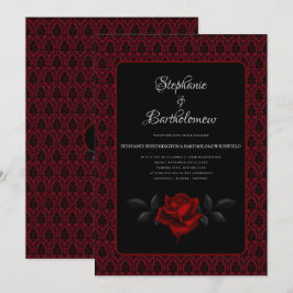 Invitación Boda de Rosa Damasco Roja Gótica