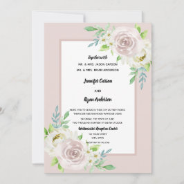 Invitación Boda de Rosa de acuarela floral suave de palisandr