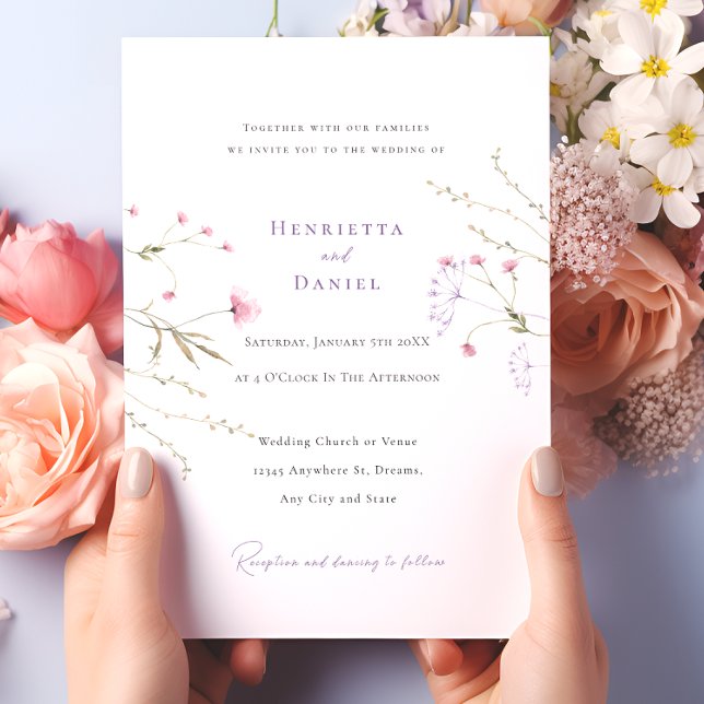Invitación Boda de Rosa de acuarela Rustic Pastel (Subido por el creador)