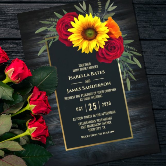 Invitación Boda de Rosa de Burgundy Rústico Blue Wood (Subido por el creador)
