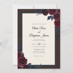 Invitación Boda de Rosa de Chocolate Borgoña
