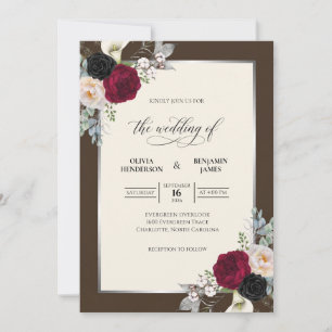 Invitación Boda de Rosa de Chocolate Oscuro