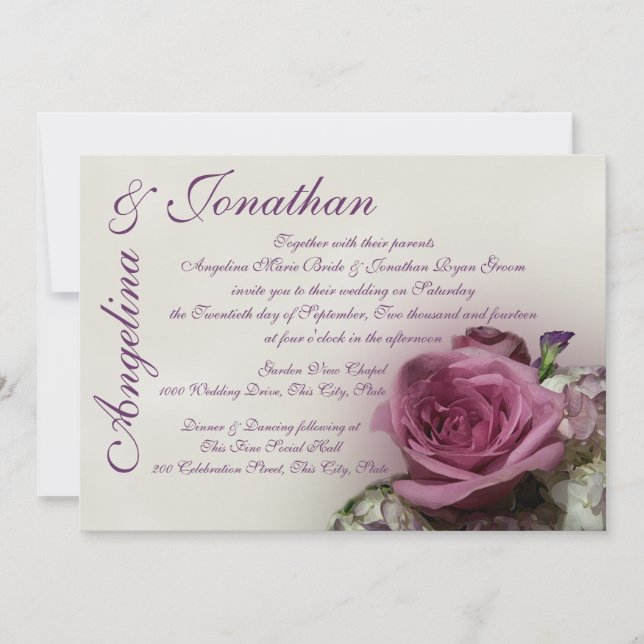 Invitación Boda de Rosa de época (Anverso)