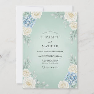 Invitación Boda de Rosa de Hortensia Espuma de Mar
