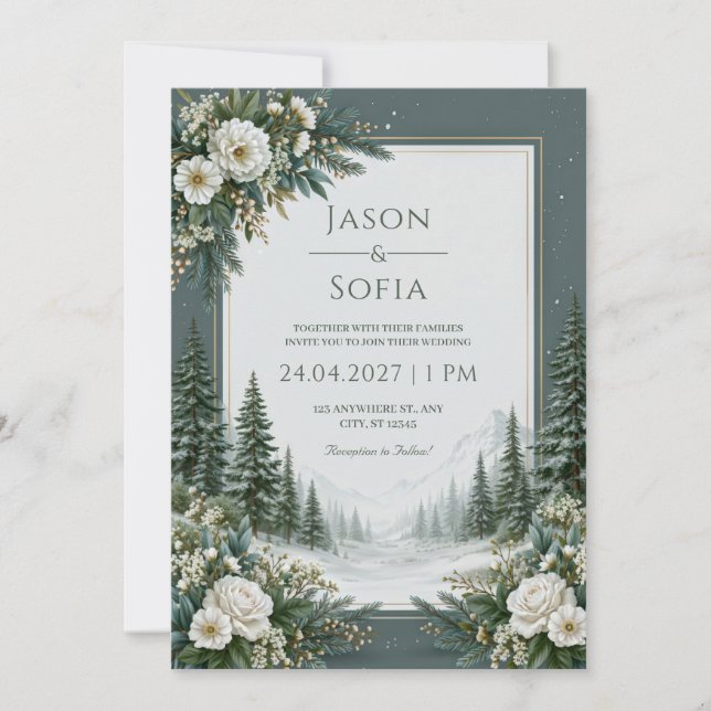 Invitación Boda de Rosa de Pino Nevado (Anverso)