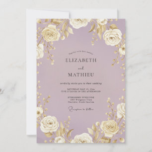 Invitación Boda de Rosa Dorada Lila