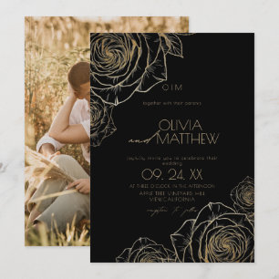 Invitación Boda de Rosa Dorada Minimalista Moderna