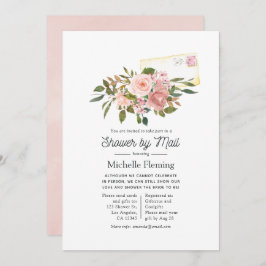 Invitación Boda de Rosa Dorado y Floral Rosado por Correo