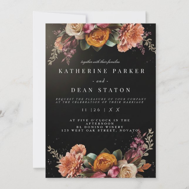 Invitación Boda de Rosa Elegante (Anverso)