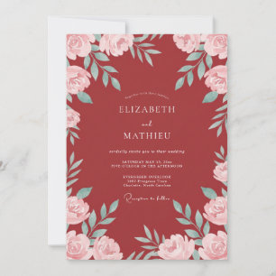 Invitación Boda de Rosa Etérea Borgoña