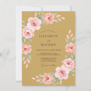 Invitación Boda de Rosa Flor de Oro Suave